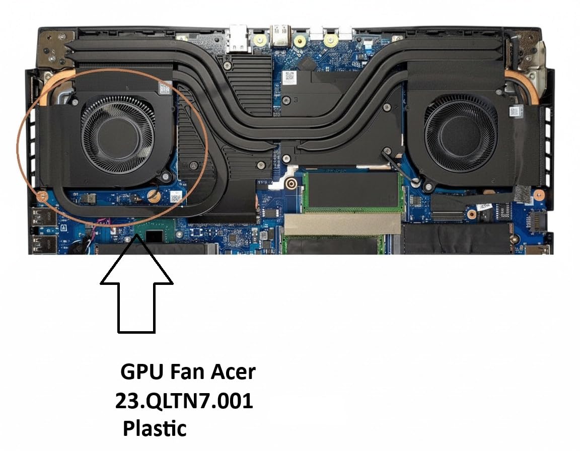 Compatible GPU Fan (Video Graphics Card Fan) for Acer Predator Helios Neo 16 PHN16-71, Neo 18 PHN18-71, PHN16-71-76H5 PHN18-71-99RC, DC12V 1A, small conector, model 23.QLTN7.001