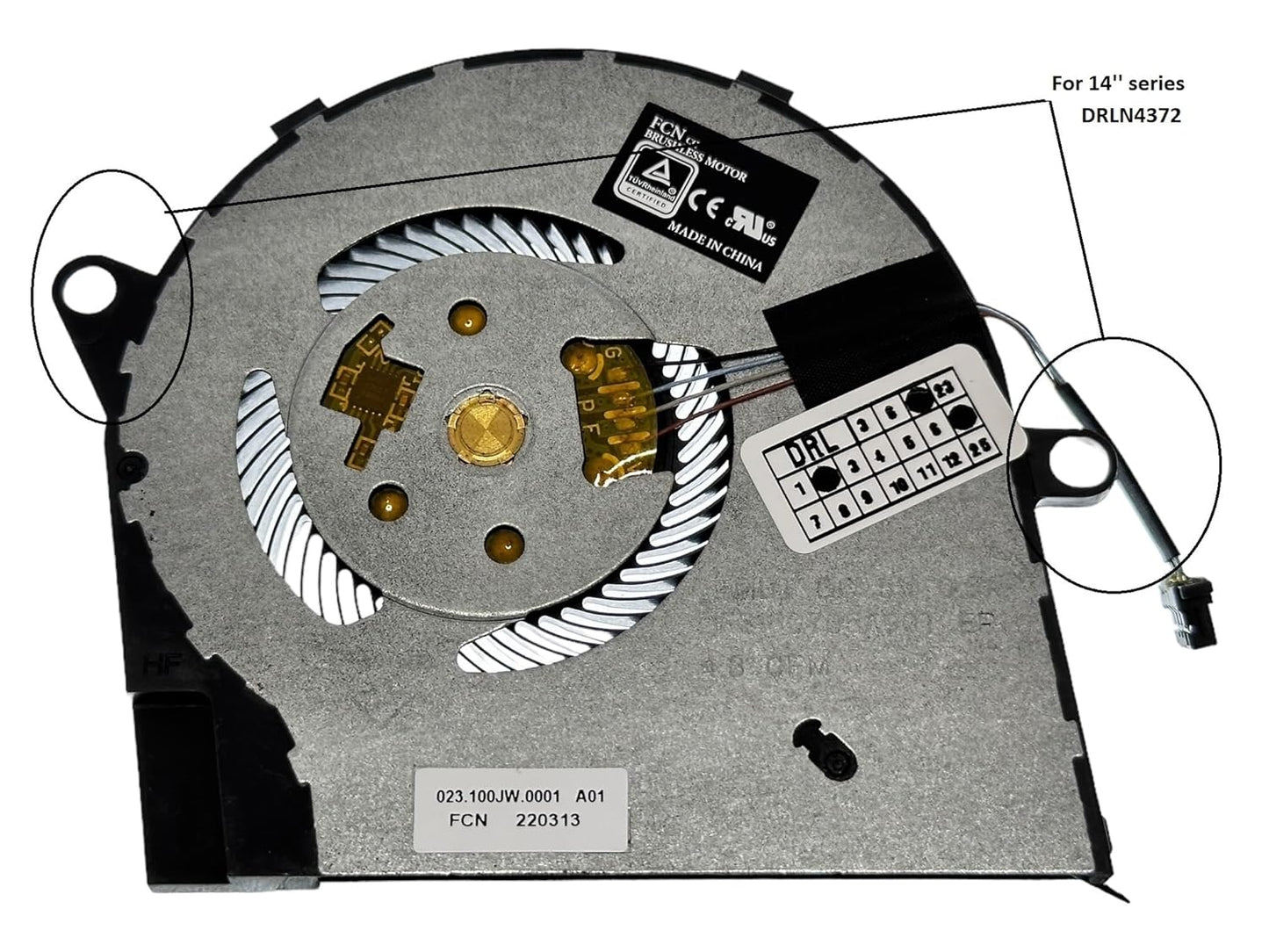 Compatible CPU Cooling Fan for Dell R6YTH DFS150705A90T PB6707S05HN2 023.100JW.0001