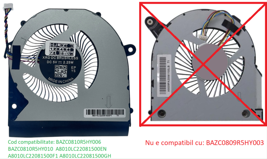 Compatible CPU Cooling Fan for Intel NUC BAZC0810R5HY006 BAZC0810R5HY010 A8010LC22081500EN A8010LC22081500F1 A8010LC22081500GH 4pin