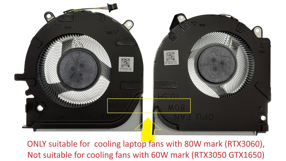 Compatible CPU + GPU cooling fans set for HP Victus 16-D 16-E (80W RTX3060, 5 x 8 mm conector), NS75C06-20K22, M75727-001, NS75C06-20K21 M75725-001, M84791 -001 M54776-001 (not for 60 W version)